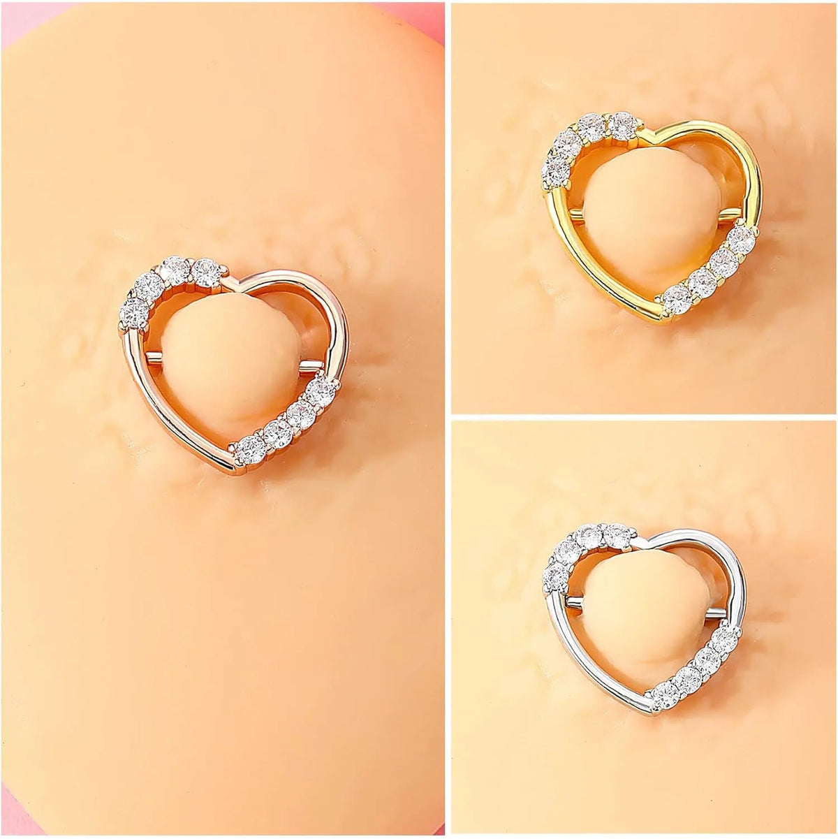 14G 316L Surgical Steel Barbell Dainty Shiny Clear CZ Nipple Clicker - QIAO CrystalQIAO CrystalQIAO Crystal
