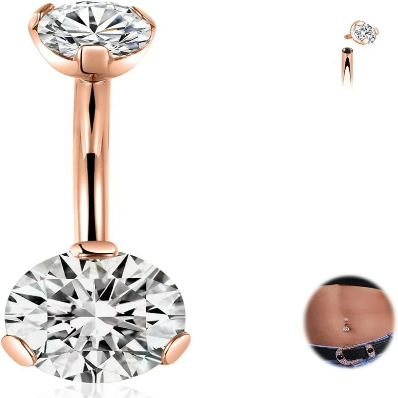 14G Belly Button Ring Titanium Belly Button Piercing Belly Ring Internally Threaded Navel Piercing Jewelry