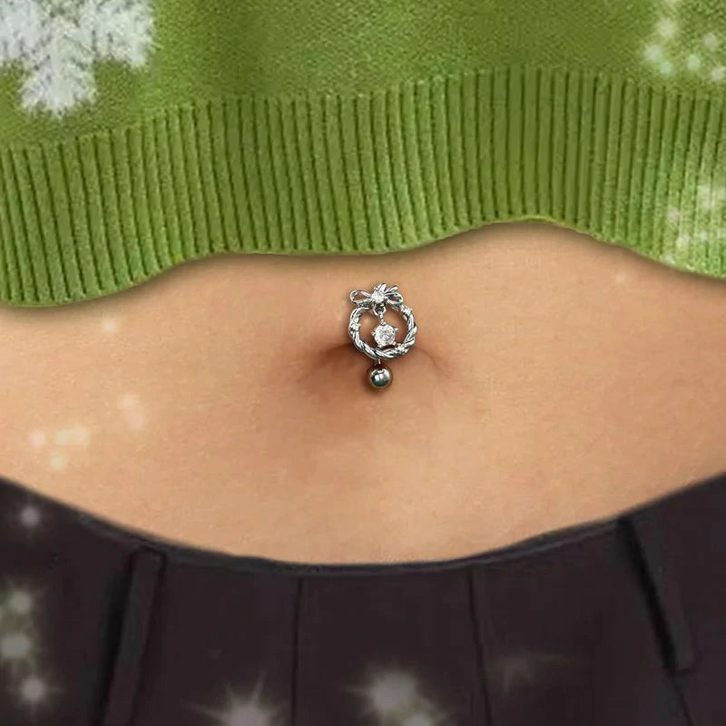 14G Christmas Belly Button Rings - Hinge Top Down Navel Rings