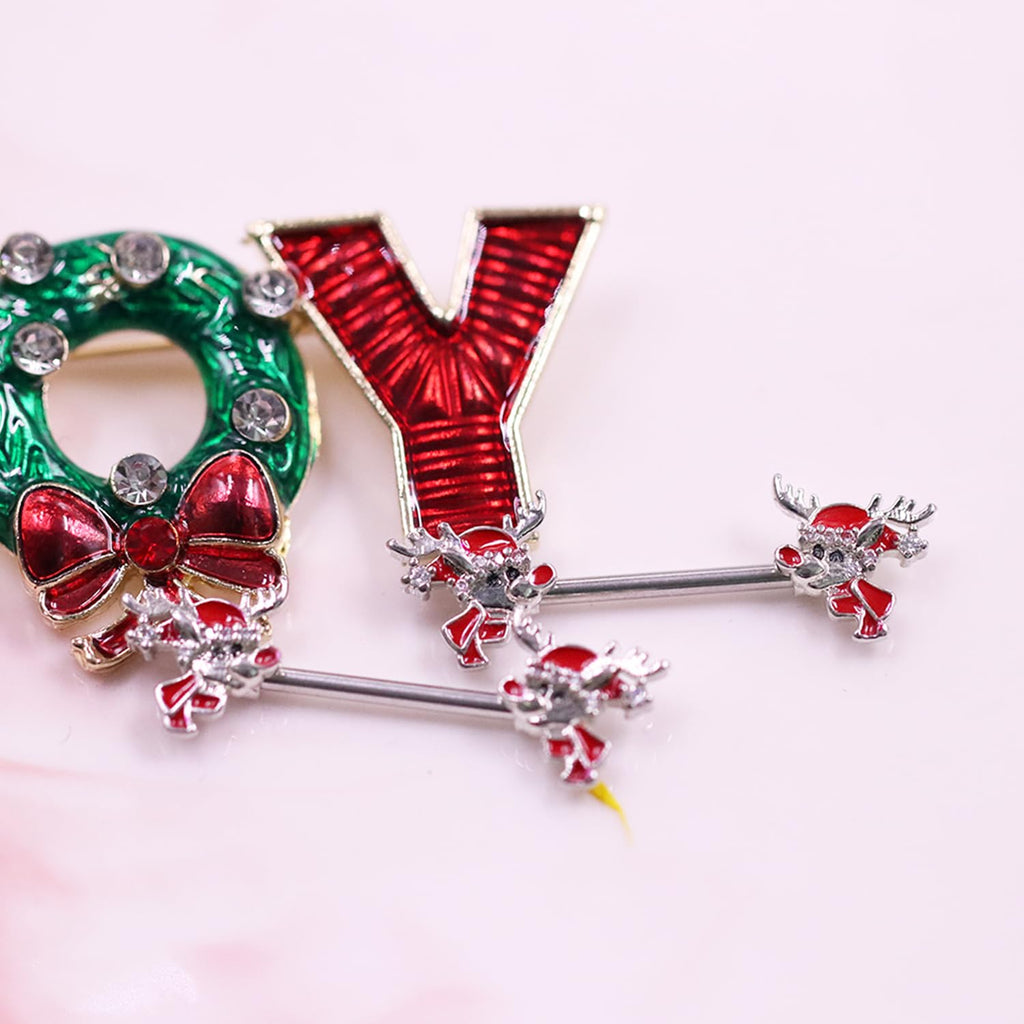14G Christmas Nipple Barbell Santa Claus Ring 316L Surgical Stainless Steel Women's Nipple Rings for Christmas Tree Body Piercing Jewelry - QIAO Crystal我的商店QIAO Crystal