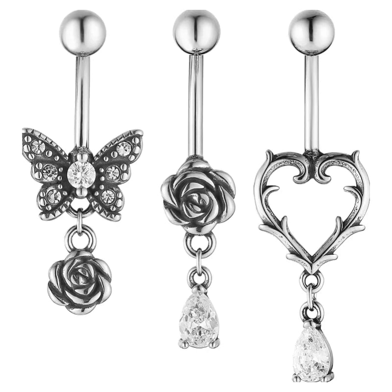 14G Gothic Belly Button Rings Surgical Steel Internally Threaded Belly Rings