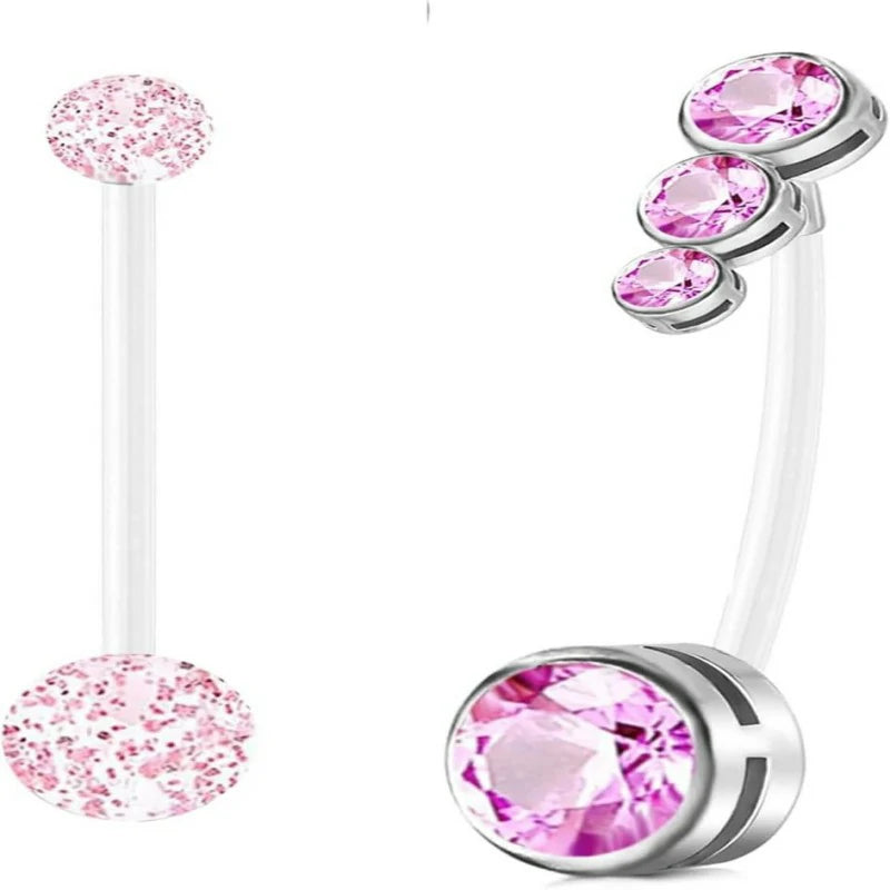 14G Heart Flexible Clear Acrylic Pregnancy Butterfly Dangle Pregnancy Maternity Belly Rings