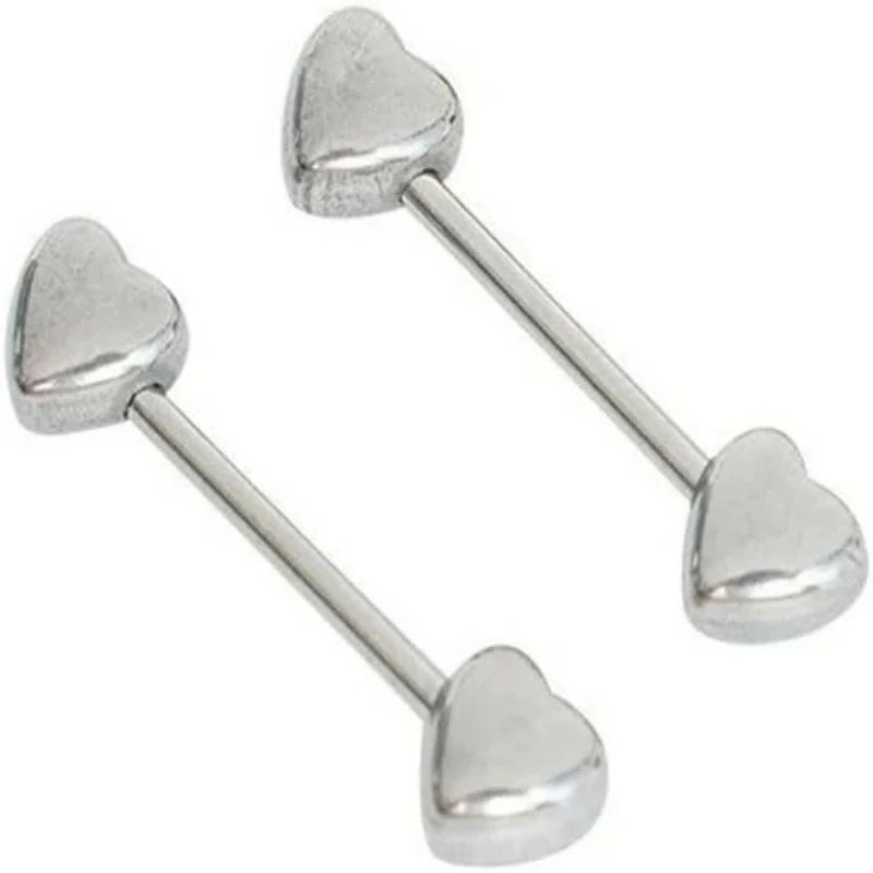 14G Minimalist Heart Nipple Rings Stainless Steel Love Hearts Nipplerings Straight Tongue Rings Barbell