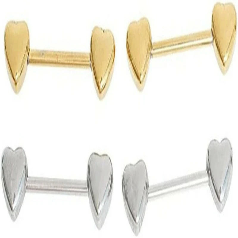14G Minimalist Heart Nipple Rings Stainless Steel Love Hearts Nipplerings Straight Tongue Rings Barbell