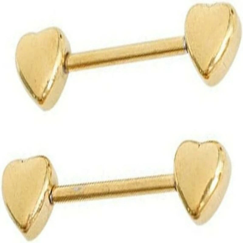 14G Minimalist Heart Nipple Rings Stainless Steel Love Hearts Nipplerings Straight Tongue Rings Barbell