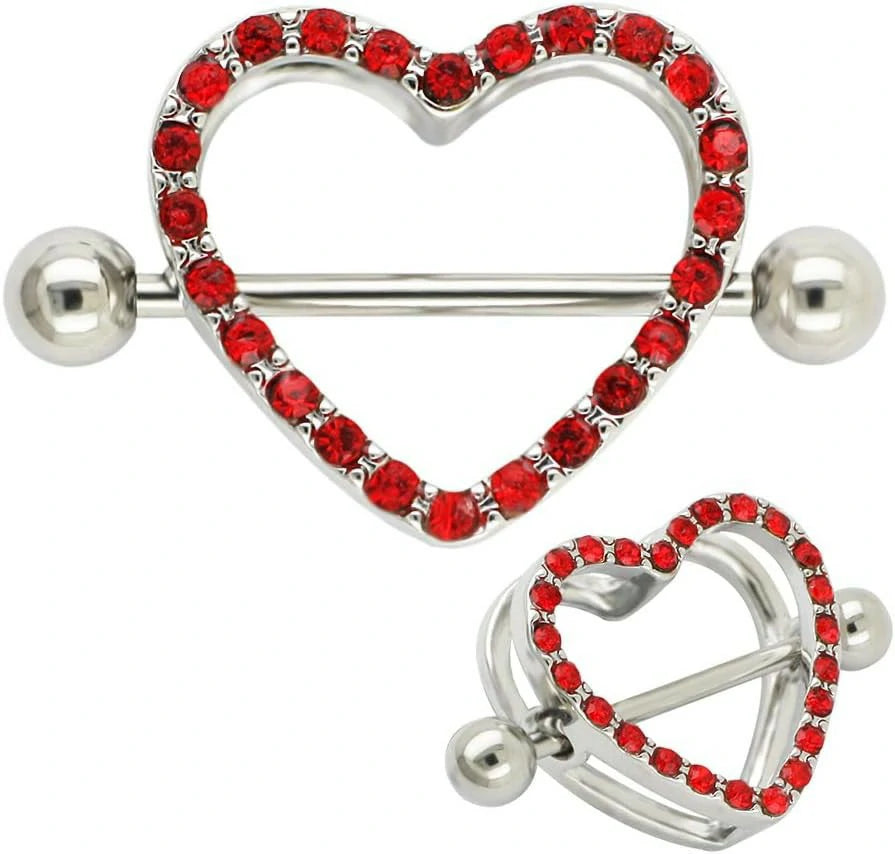 14G Nipple Barbell 316L Surgical Stainless Steel Heart Shape Body Nipple Piercing
