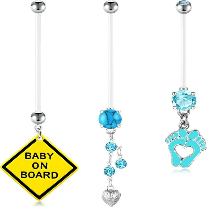 14G Pregnancy Belly Button Rings with Replacement Balls Flexible Bioplast Sport Maternity Belly Ring Retainer