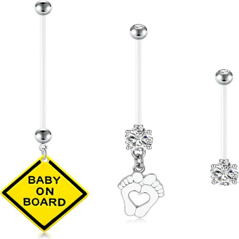 14G Pregnancy Belly Button Rings with Replacement Balls Flexible Bioplast Sport Maternity Belly Ring Retainer