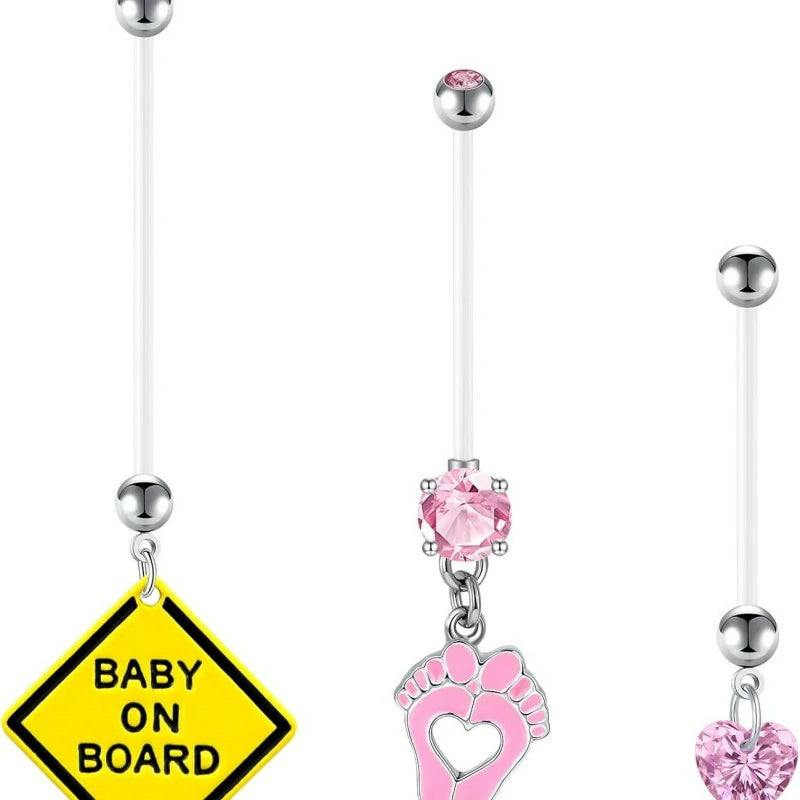 14G Pregnancy Belly Button Rings with Replacement Balls Flexible Bioplast Sport Maternity Belly Ring Retainer