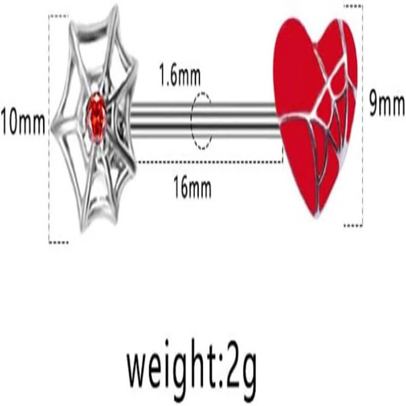 14G Spider Web Heart Asymmetrical Nipple Rings Stainless Steel Acrylic Nipple Piercing Jewelry
