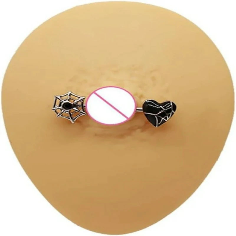 14G Spider Web Heart Nipple Rings for Women Stainless Steel Barbell Halloween Nipplerings Barbell Nipple