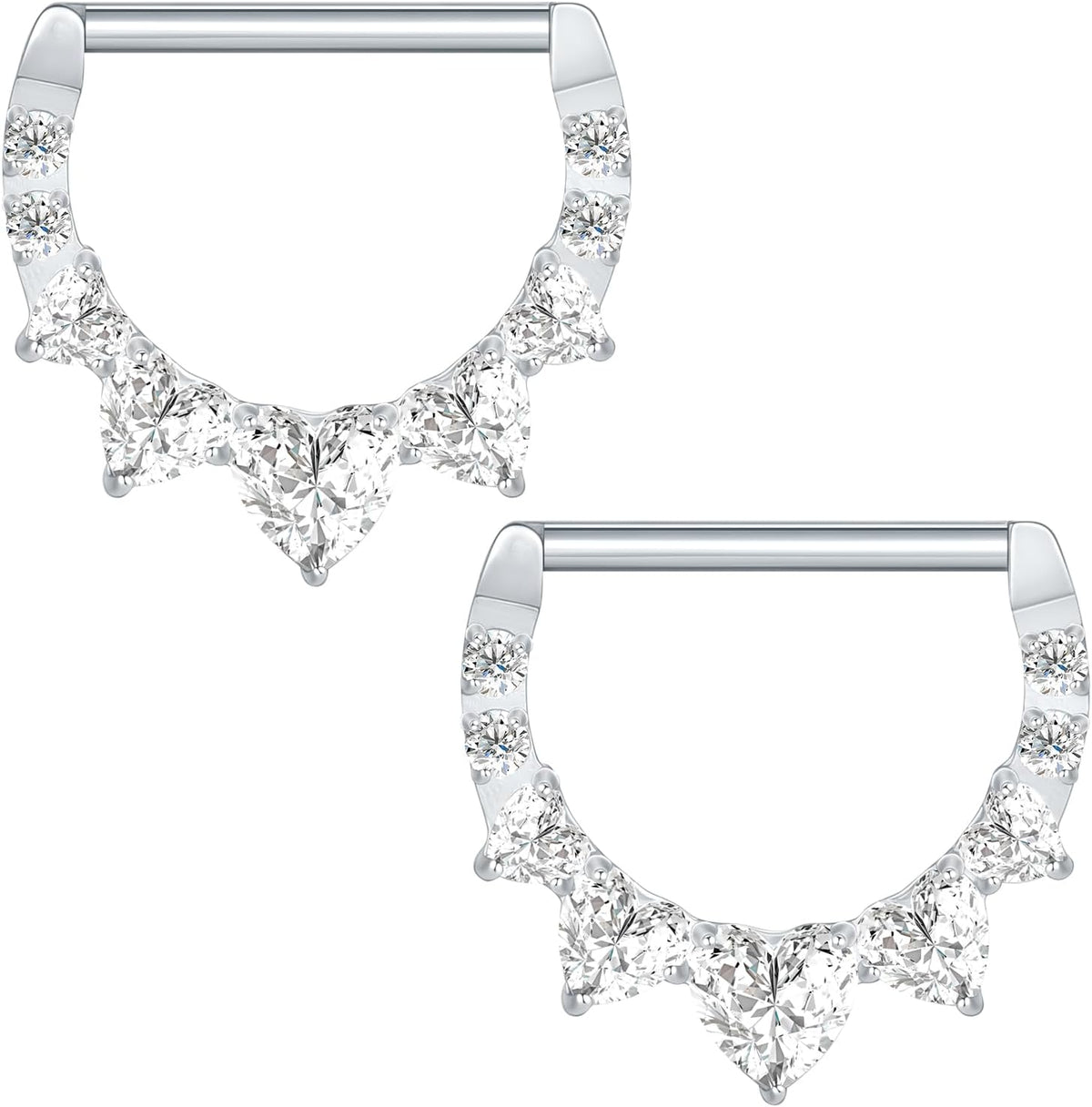 14G Titanium Nipple Piercing Jewelry for Women Higned Segment Clicker Ring Hoops D Shaped Nipple Rings - QIAO CrystalQIAO CrystalQIAO Crystal