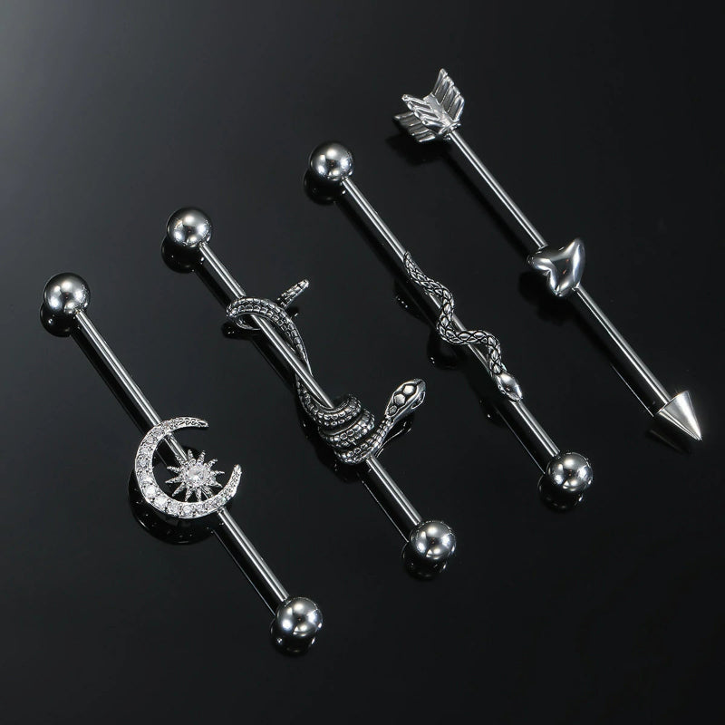 14g Industrial Barbell Surgical Steel Cartilage Earrings CZ Industrial Earring Crystal Industrail Piercing 1 1/2"(38mm) Bar