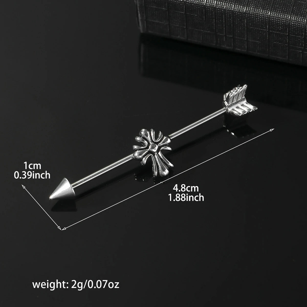 14g Industrial Barbell Surgical Steel Cartilage Earrings CZ Industrial Earring Crystal Industrail Piercing 1 1/2"(38mm) Bar