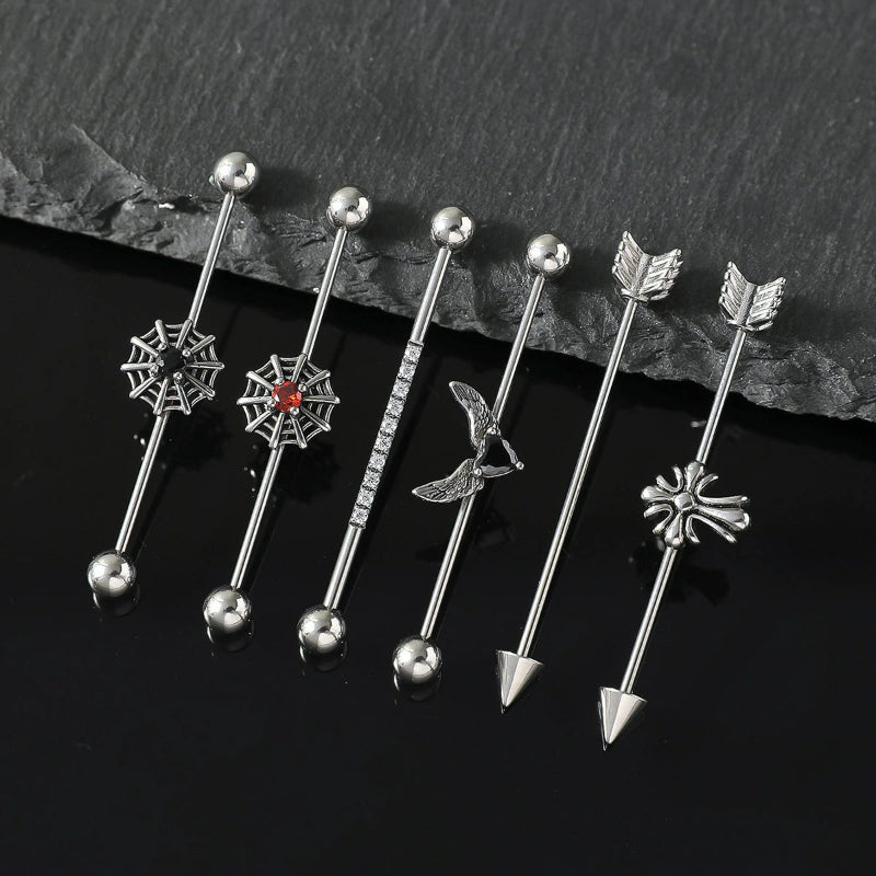 14g Industrial Barbell Surgical Steel Cartilage Earrings CZ Industrial Earring Crystal Industrail Piercing 1 1/2"(38mm) Bar