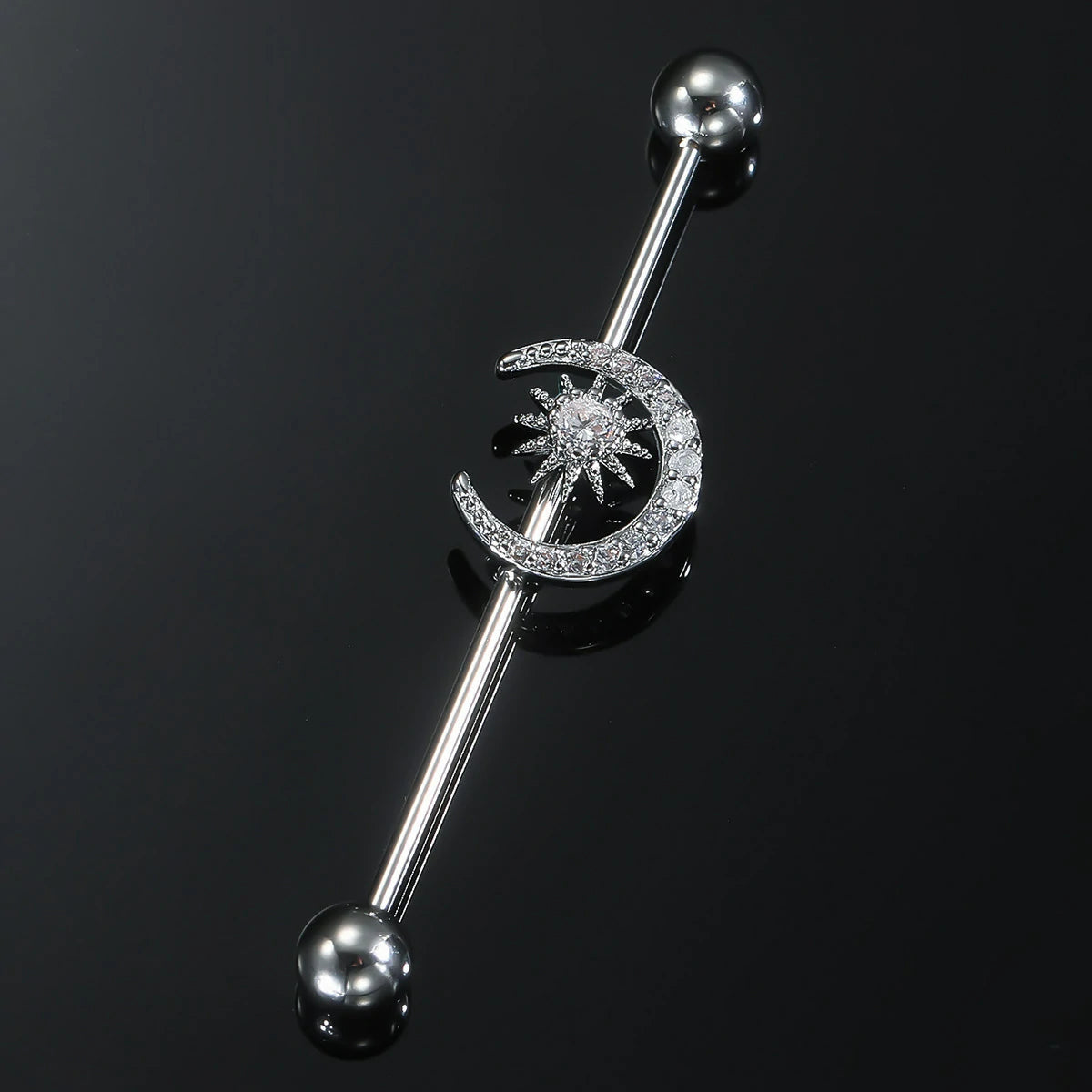 14g Industrial Barbell Surgical Steel Cartilage Earrings CZ Industrial Earring Crystal Industrail Piercing 1 1/2"(38mm) Bar