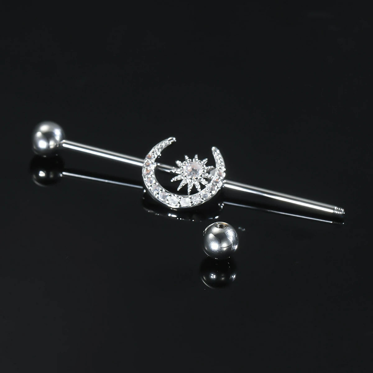14g Industrial Barbell Surgical Steel Cartilage Earrings CZ Industrial Earring Crystal Industrail Piercing 1 1/2"(38mm) Bar