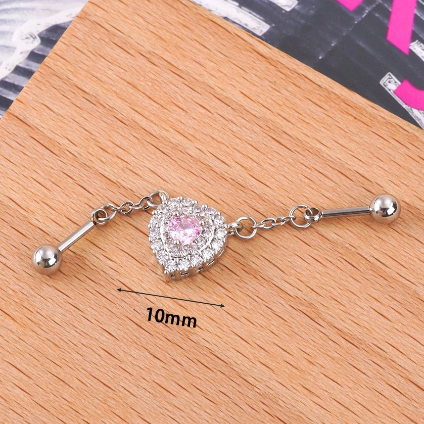 14g Industrial Barbell Surgical Steel Cartilage Earrings CZ Industrial Earring Crystal