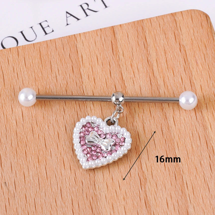 14g Industrial Barbell Surgical Steel Cartilage Earrings CZ Industrial Earring Crystal