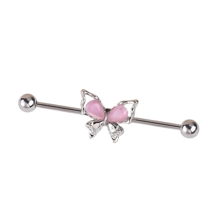 14g Industrial Barbell Surgical Steel Cartilage Earrings CZ Industrial Earring Crystal
