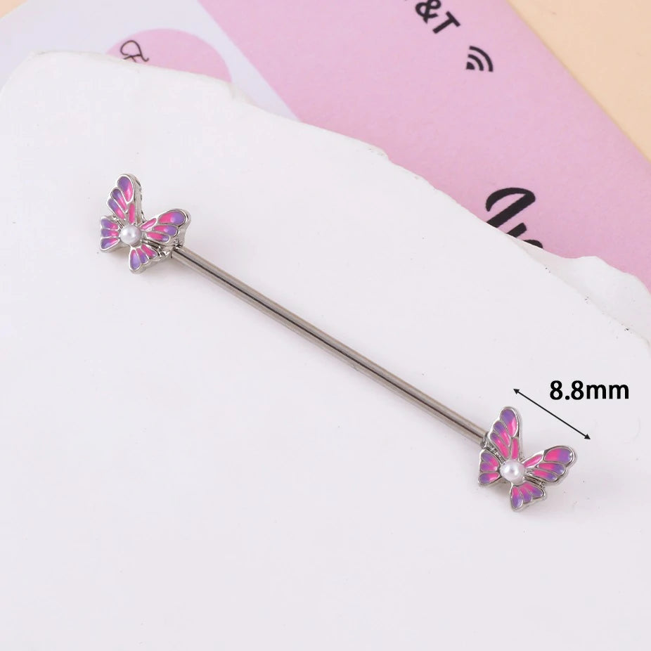 14g Industrial Barbell Surgical Steel Cartilage Earrings CZ Industrial Earring Crystal