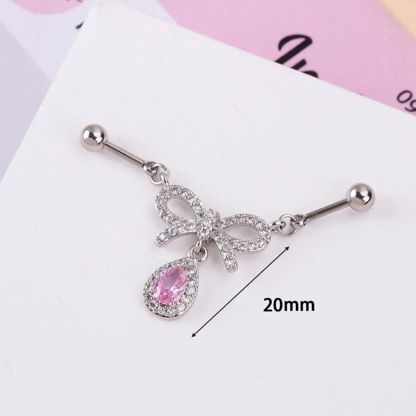 14g Industrial Barbell Surgical Steel Cartilage Earrings CZ Industrial Earring Crystal