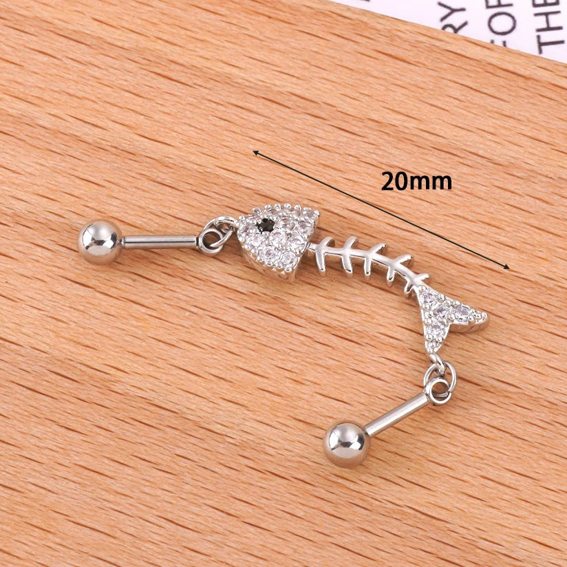 14g Industrial Barbell Surgical Steel Cartilage Earrings CZ Industrial Earring Crystal