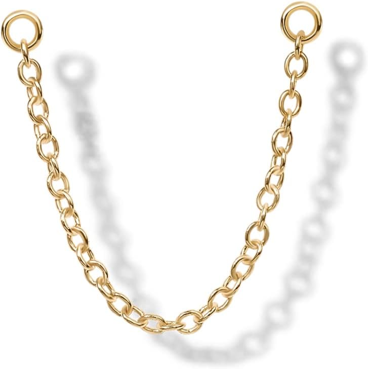 14K Earrings Chain Connectors Nose Rings Chain Studs Piercings Jewelry - QIAO CrystalQIAO CrystalQIAO Crystal