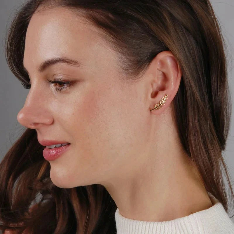 14K Gold Plated or Silver Tone Ear Crawler Earrings for Women