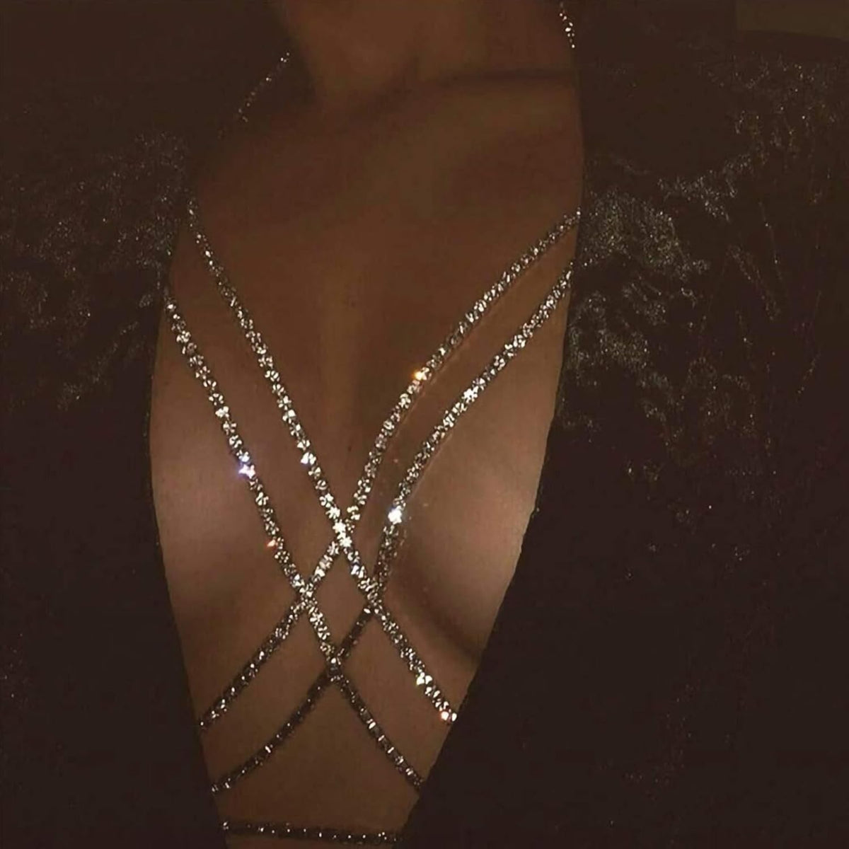 14K Gold Plated Sexy Body Chains Layered Rhinestone Crossover Bikini Bra Summer Beach Crystal Belly Waist Chain - QIAO CrystalQIAO CrystalQIAO Crystal
