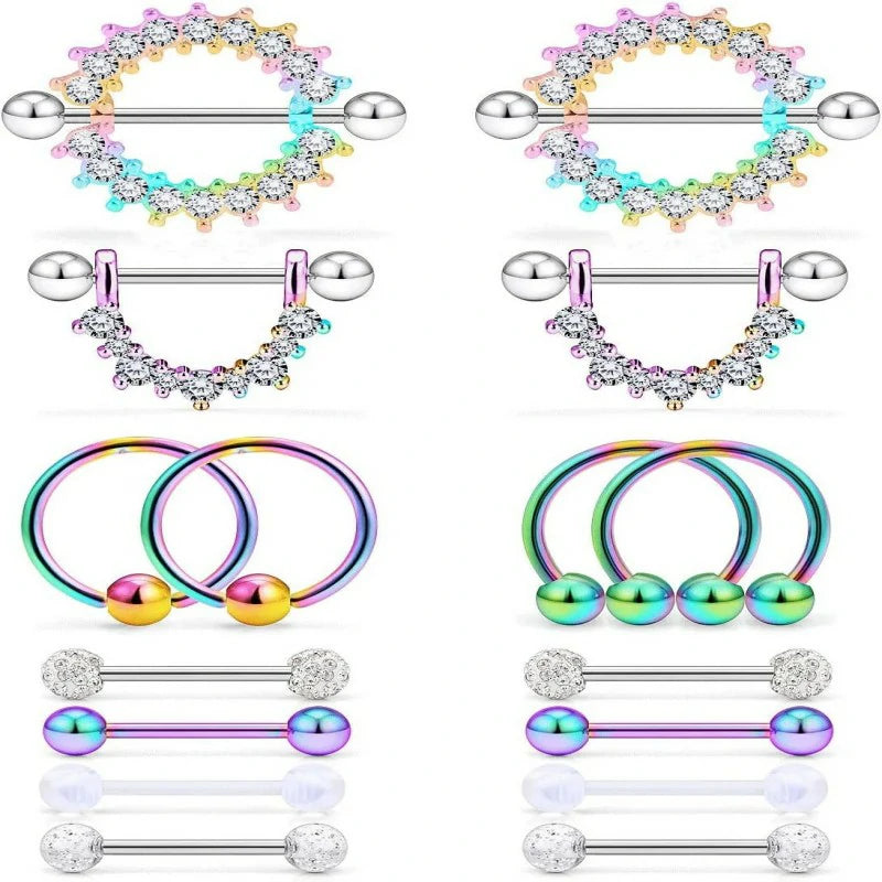 16G 14G Nipple Piercing Jewelry Tongue Rings Hypoallergenic Surgical Steel Screw Nipple