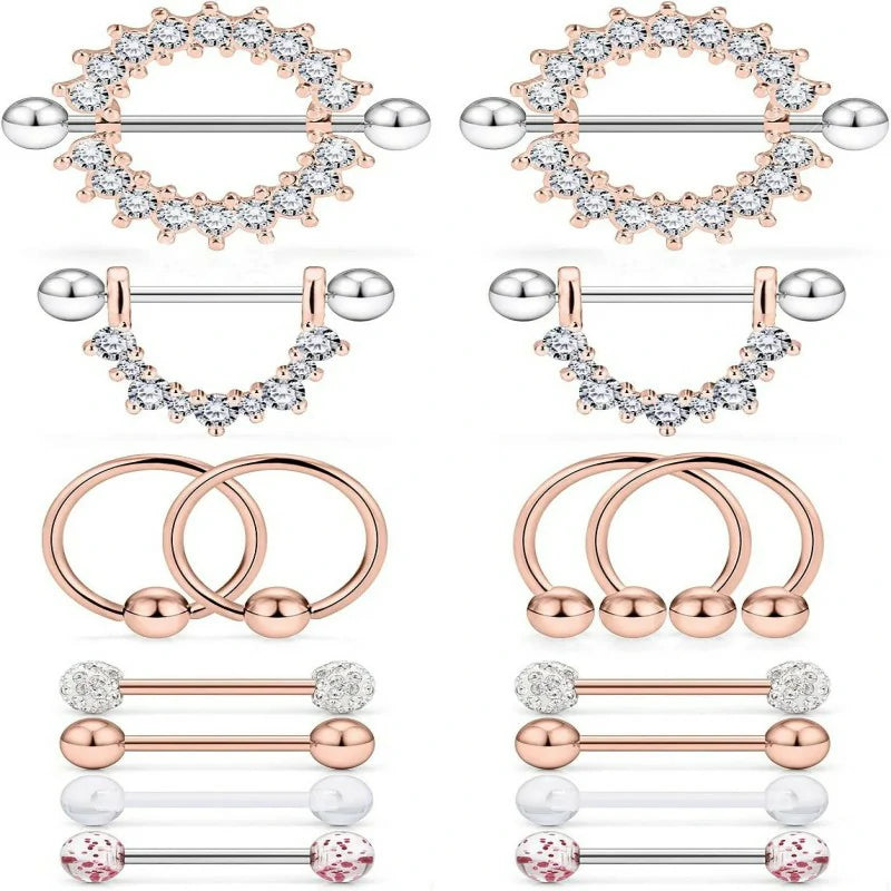 16G 14G Nipple Piercing Jewelry Tongue Rings Hypoallergenic Surgical Steel Screw Nipple