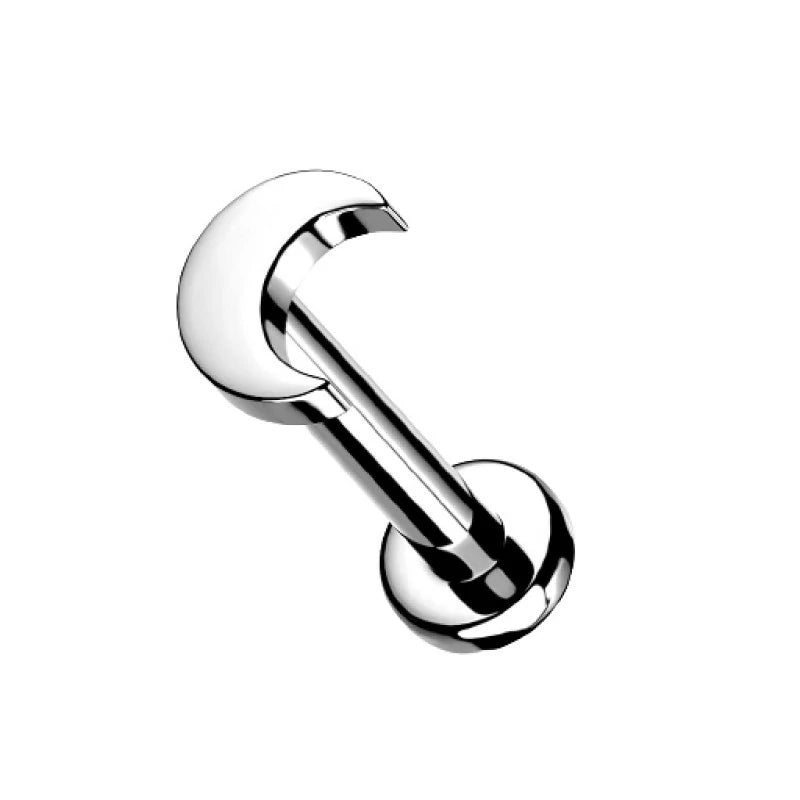 16GA Implant Grade Flat Crescent Moon Top Internally Threaded Solid Lip