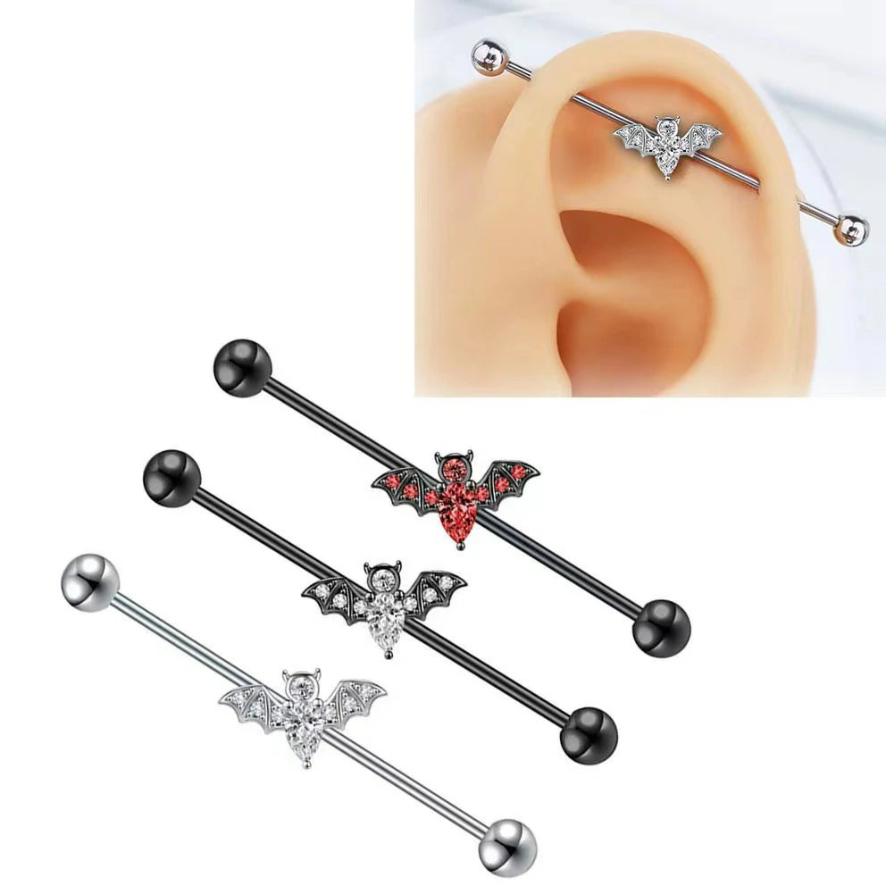 16G Bat Industrial Barbell Earrings for Women Men Stainless Steel Cartilage