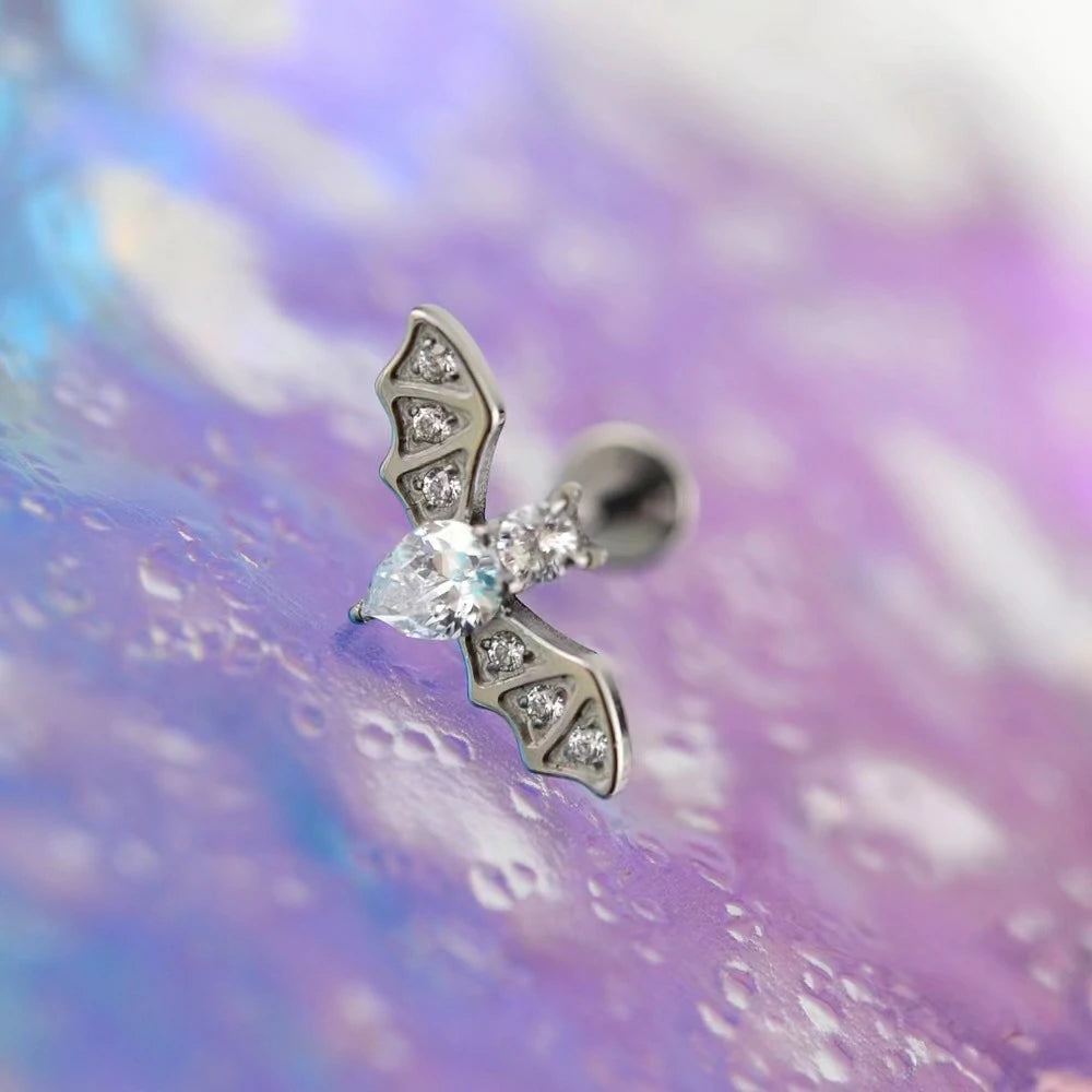 16G Bat Industrial Barbell Earrings for Women Men Stainless Steel Cartilage