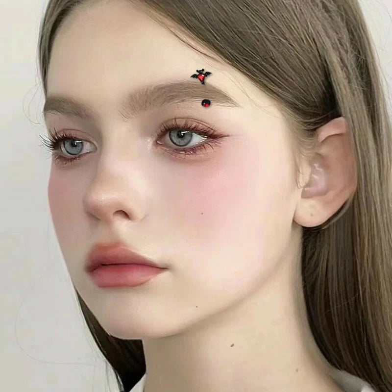 16G Black Bat Eyebrow Ring Stainless Steel Red CZ Bats Eyebrow