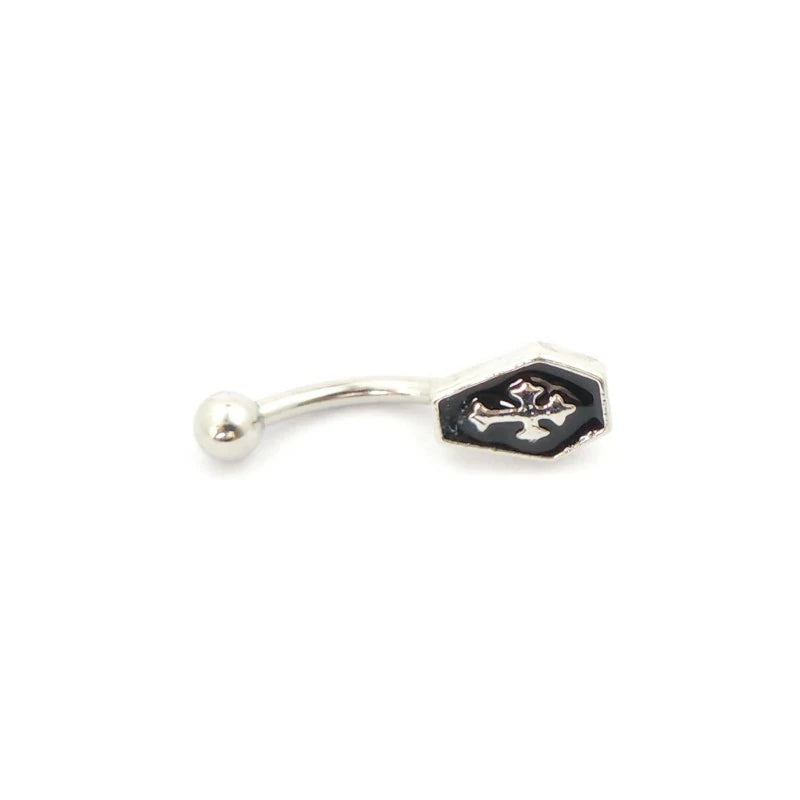 16G Black Coffin Cross Eyebrow 316L Stainless Steel Eyebrow Curved Barbell Rook Cartilage Earrings