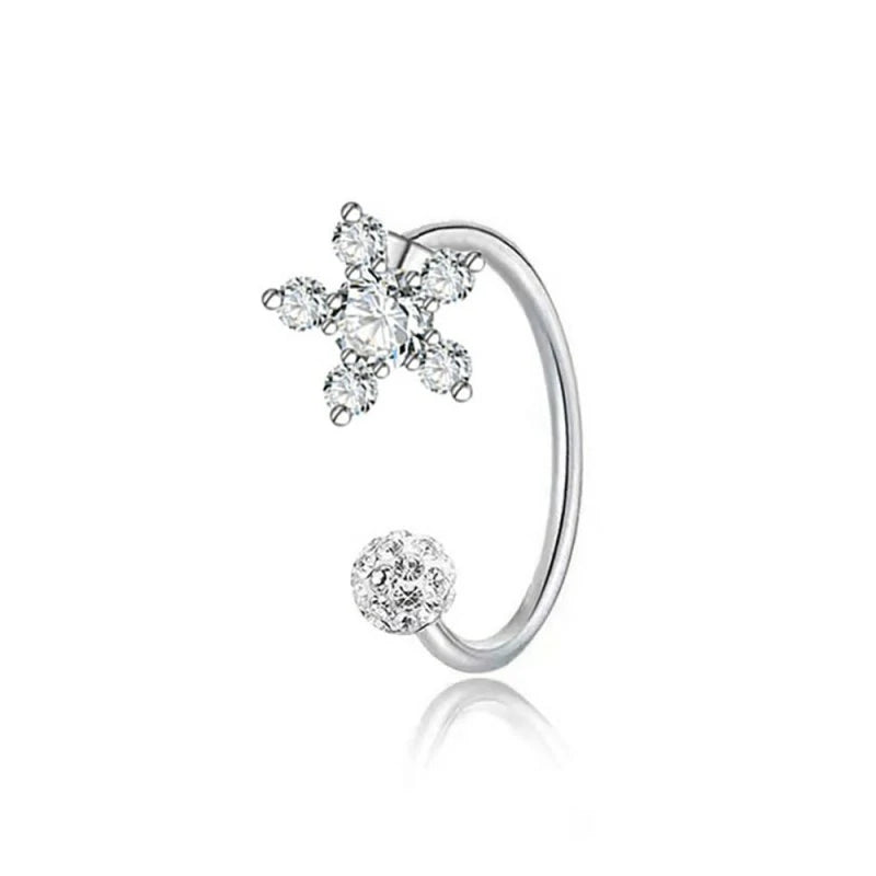 16G CZ Flower Lip Rings for Women Surgical Stainless Steel Snake Bite Jewelry Cartilage