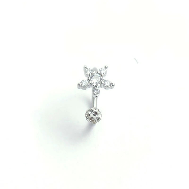 16G CZ Flower Lip Rings for Women Surgical Stainless Steel Snake Bite Jewelry Cartilage