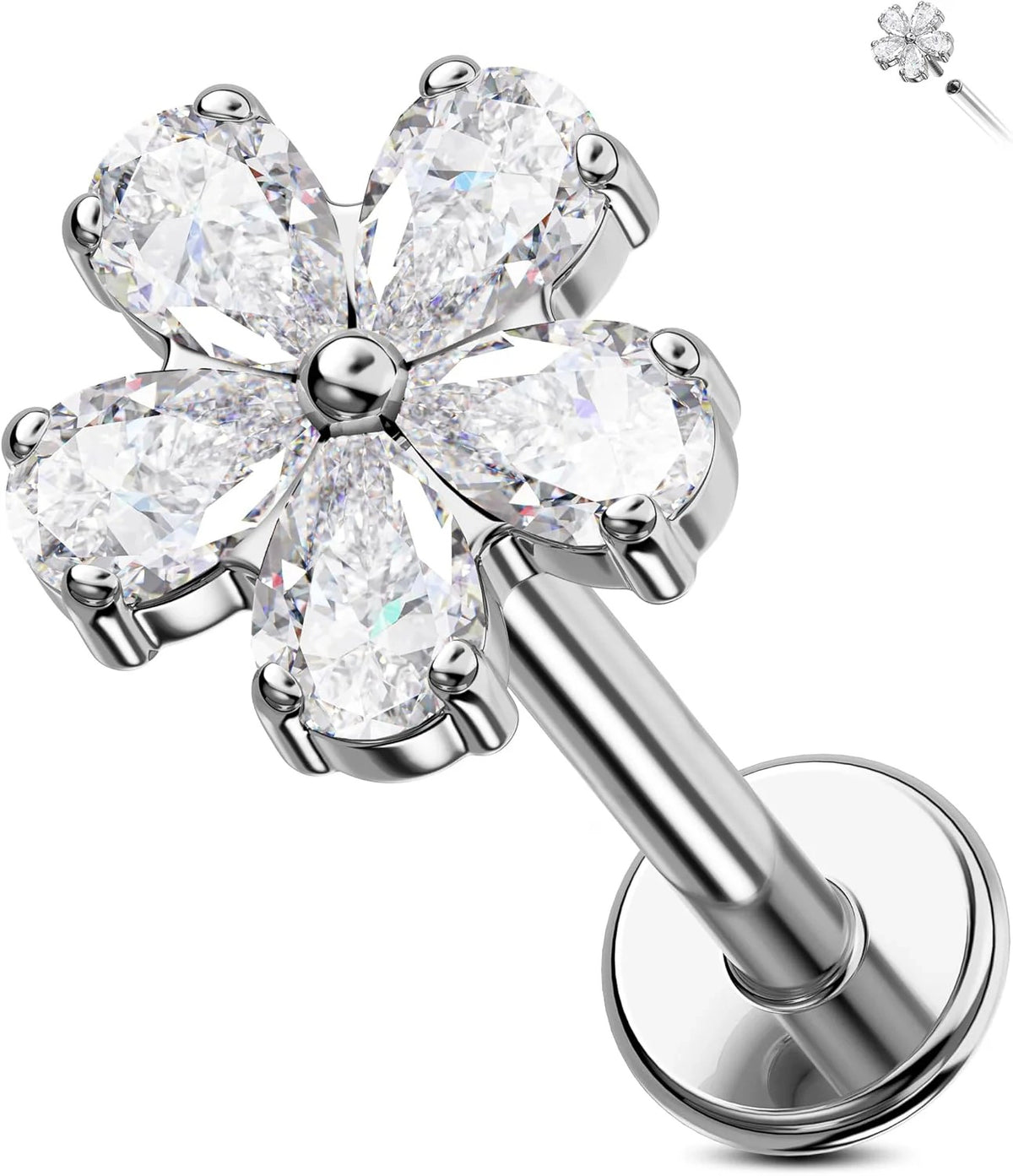 G23 Titanium Helix Earrings 16G Internally Threaded Cartilage Earring Stud Flower Helix