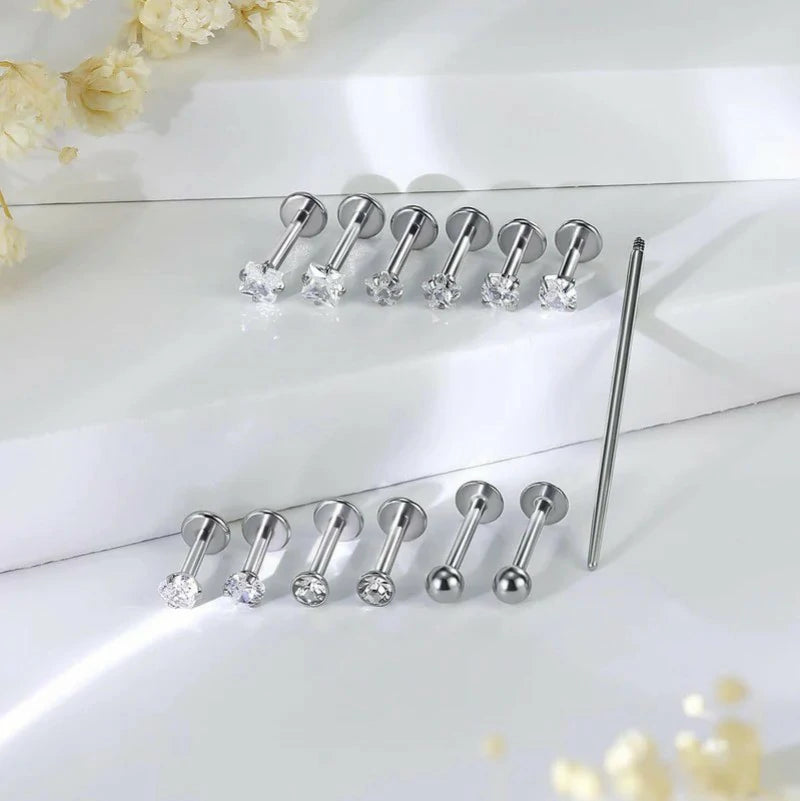 16G Lip Labret Medusa Internally Threaded 316L Surgical Steel Snake Bite Lip Rings