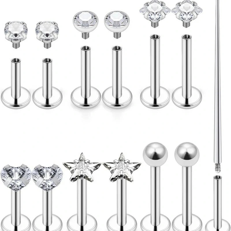 16G Lip Labret Medusa Internally Threaded 316L Surgical Steel Snake Bite Lip Rings