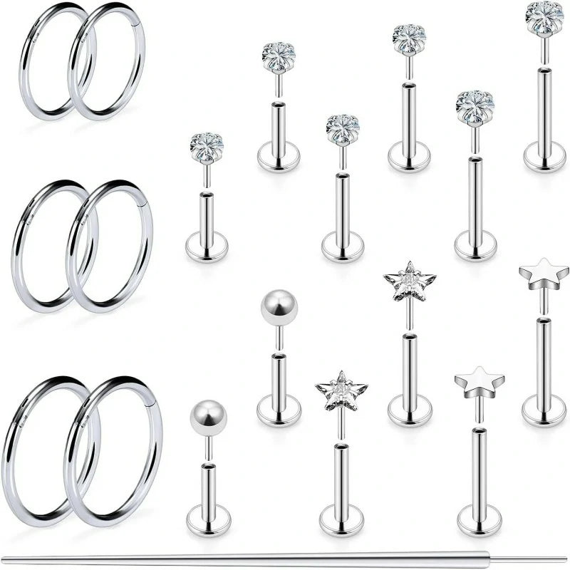 16G Lip Labret Medusa Internally Threaded 316L Surgical Steel Snake Bite Lip Rings