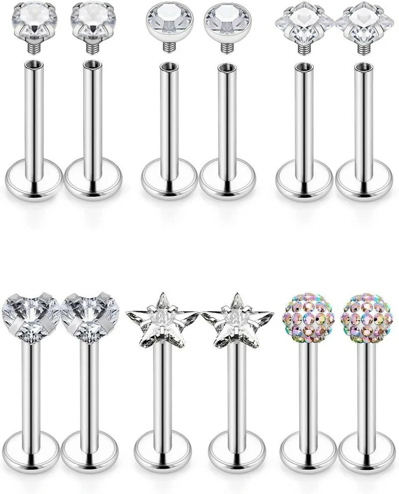 16G Lip Labret Medusa Internally Threaded 316L Surgical Steel Snake Bite Lip Rings