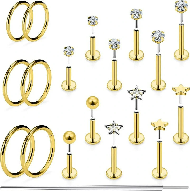 16G Lip Labret Medusa Internally Threaded 316L Surgical Steel Snake Bite Lip Rings