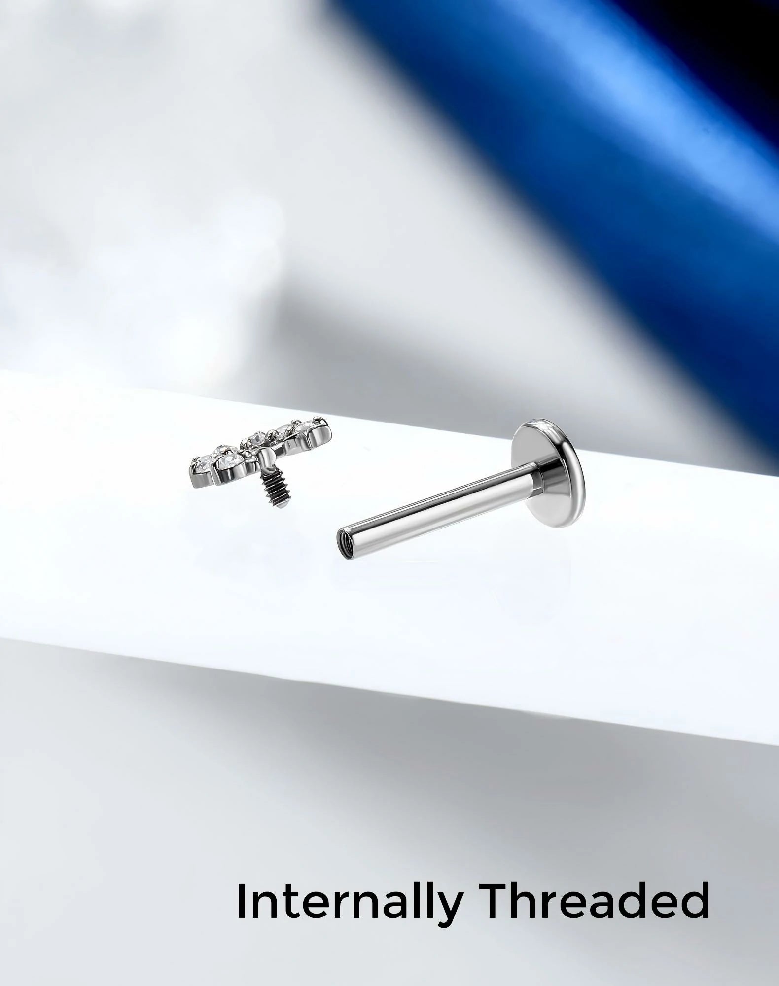 16G Moon Helix Earrings Internally Thread Conch Helix Stud Flat Back Cartilage Earring Studs