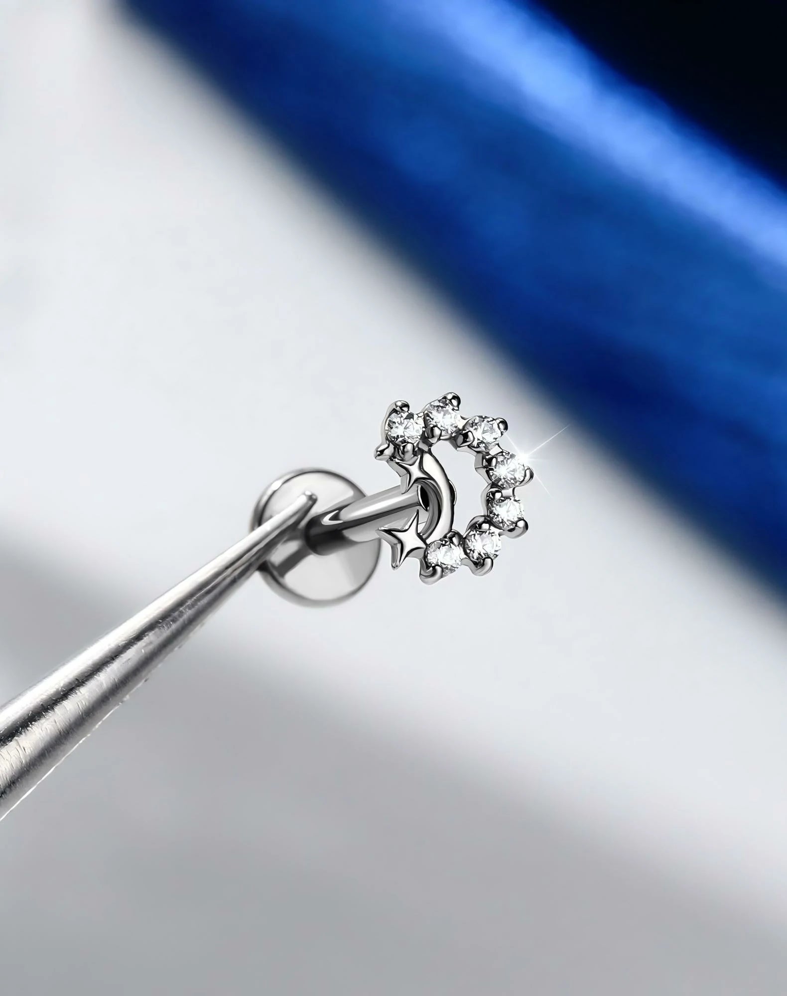 16G Moon Helix Earrings Internally Thread Conch Helix Stud Flat Back Cartilage Earring Studs