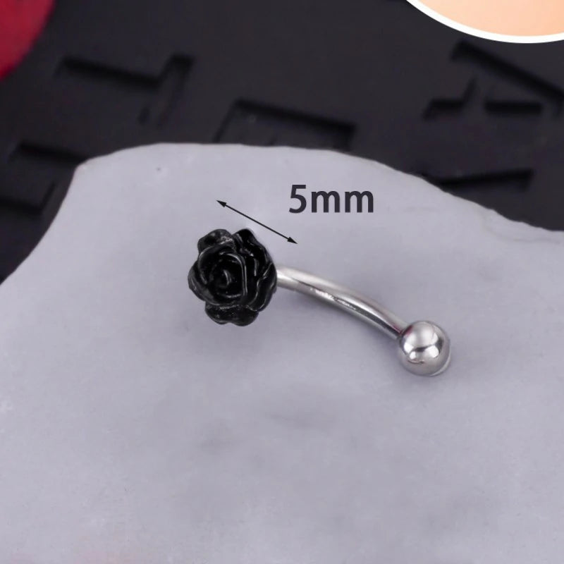 16G Skull Eyebrow Ring Stainless Steel Black Gothic Skeleton Heart Eyebrow