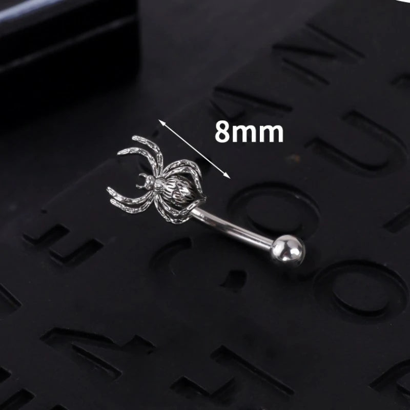 16G Skull Eyebrow Ring Stainless Steel Black Gothic Skeleton Heart Eyebrow