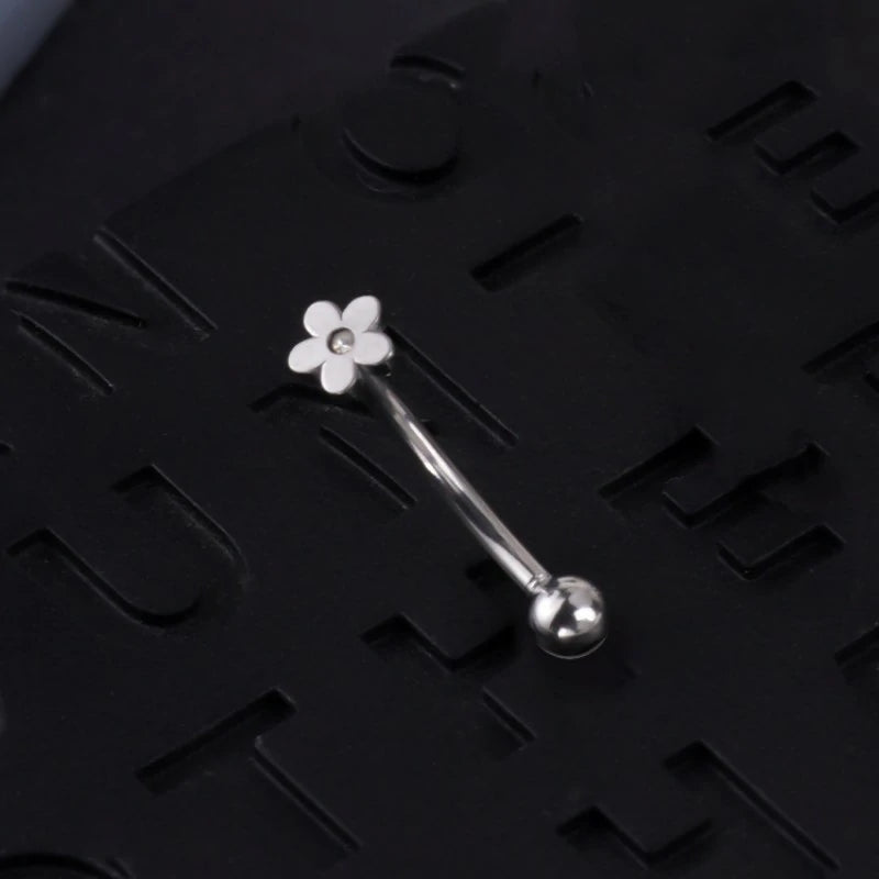 16G Skull Eyebrow Ring Stainless Steel Black Gothic Skeleton Heart Eyebrow